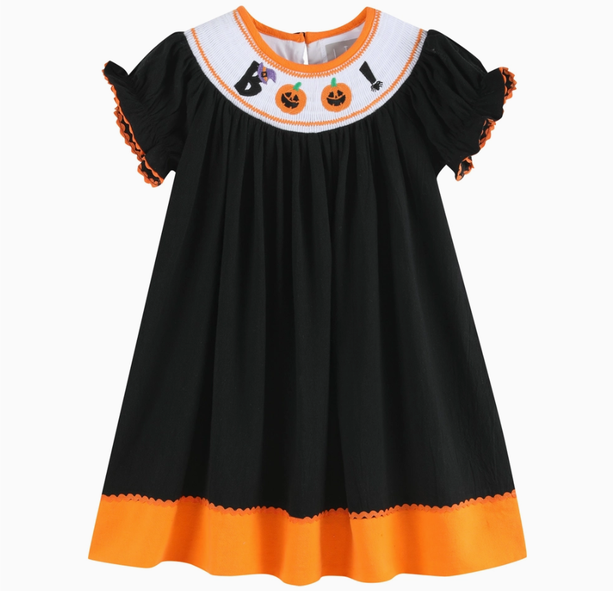 BOO Smocked Halloween Dress Toddler Girl