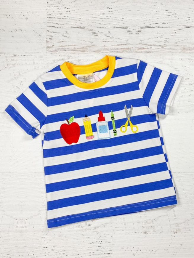 Back to School Embroidered Striped Shirt