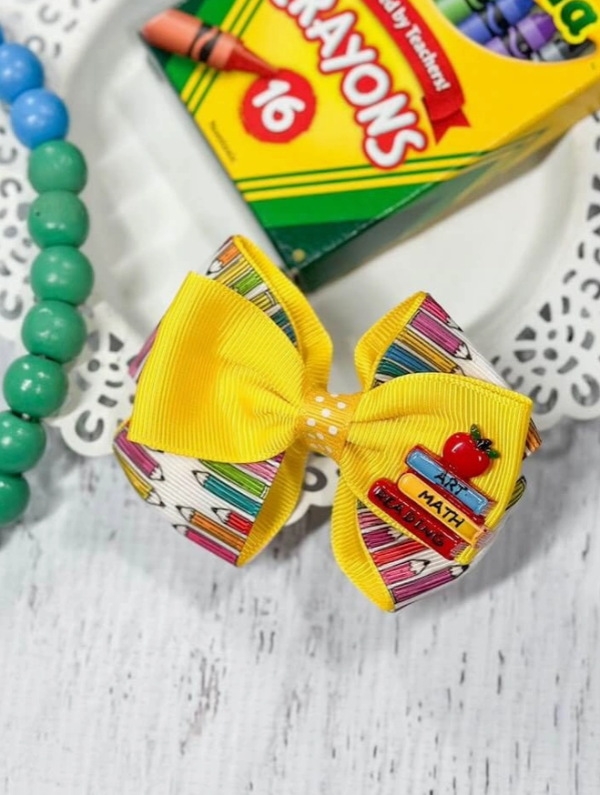 Back to School Hair Clip - School Books and Pencils