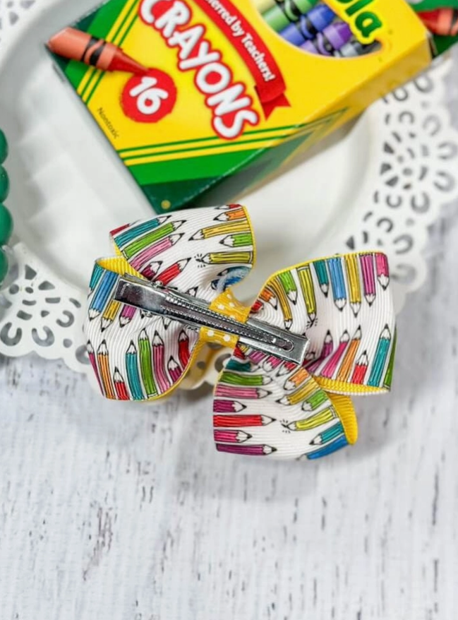 Back to School Hair Clip - School Books and Pencils