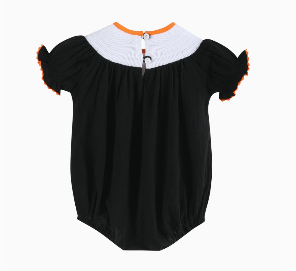 Black Smocked Halloween Onesie Bubble