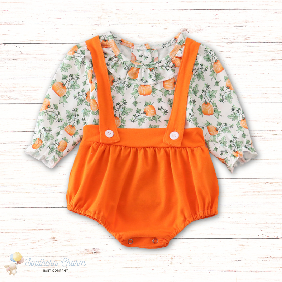 Pumpkin Floral Girl Bubble Set