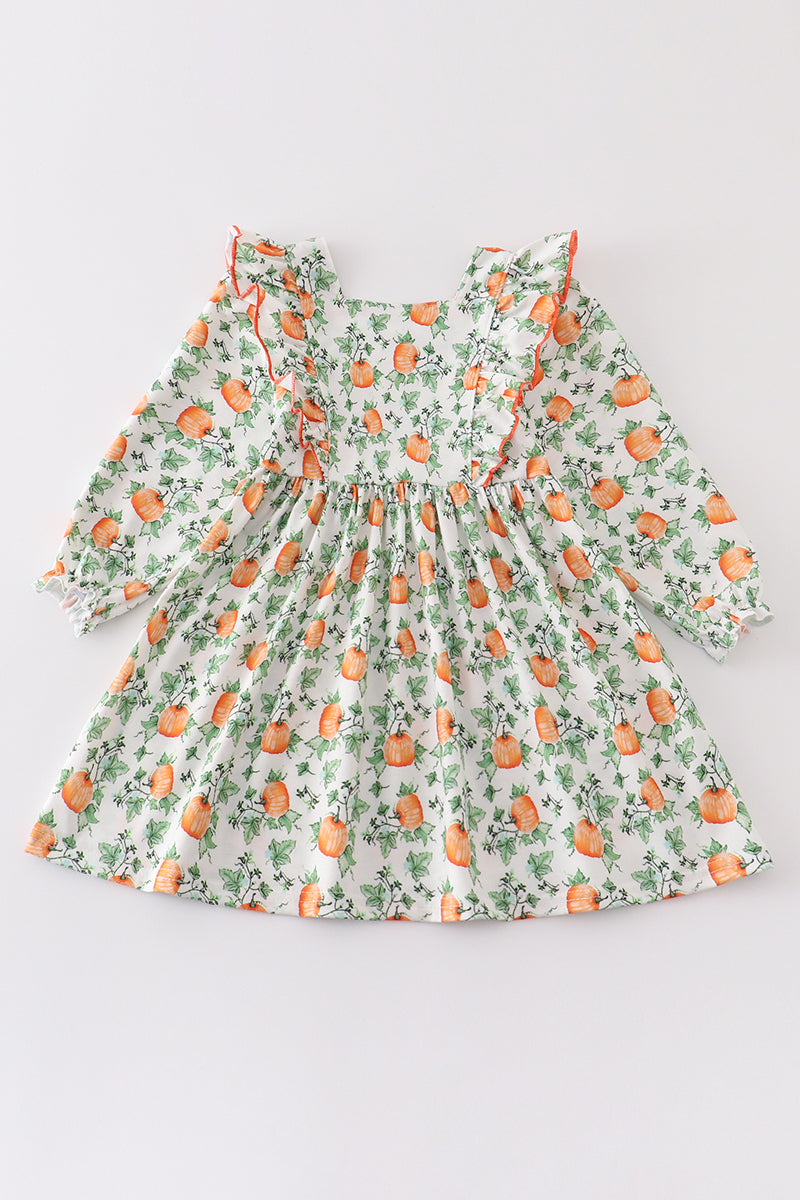 Floral Pumpkin Ruffle Dress