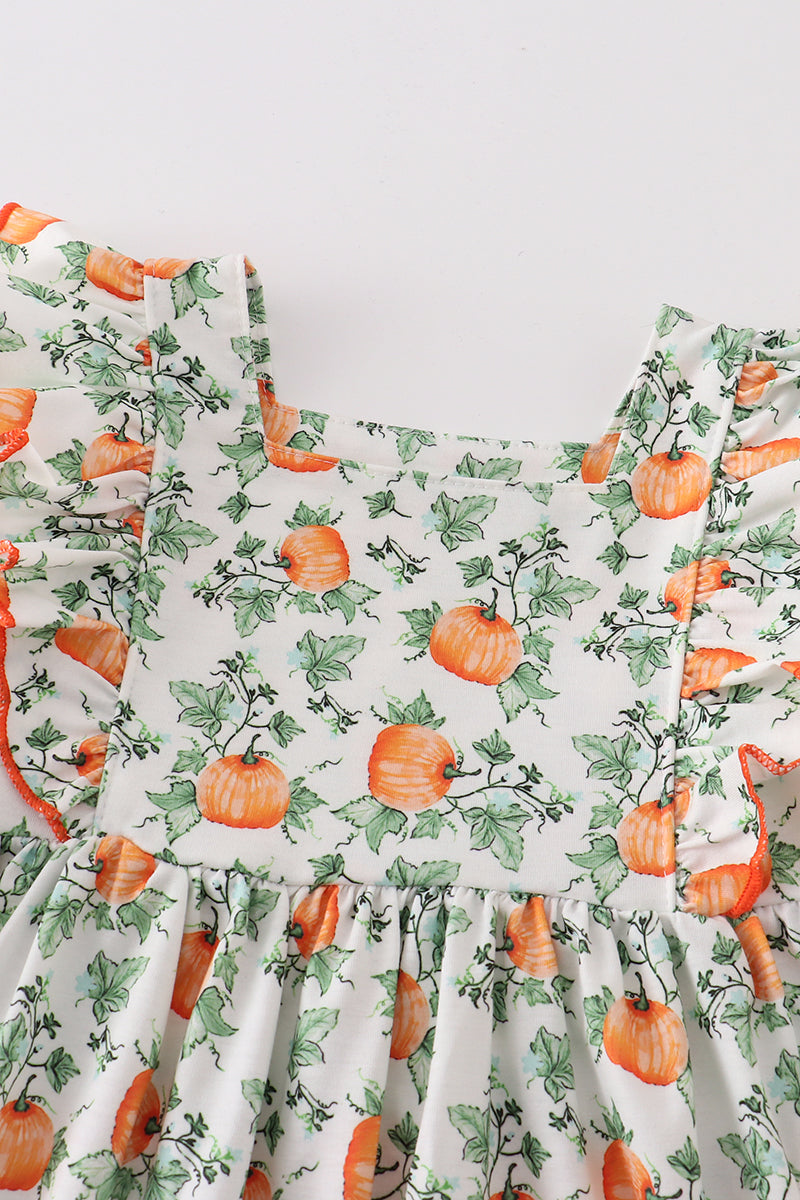 Floral Pumpkin Ruffle Dress