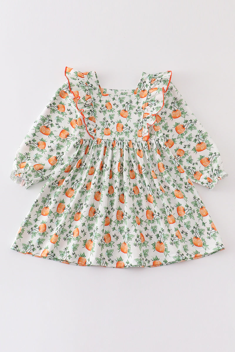 Floral Pumpkin Ruffle Dress