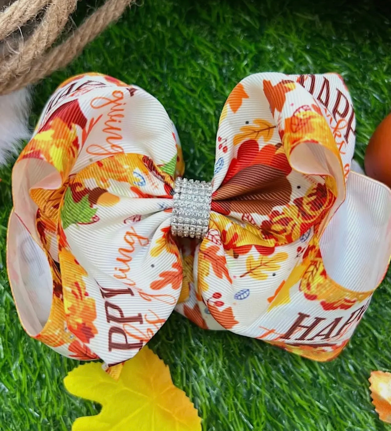 Happy Thanksgiving Turkey Bling Cheer Bow