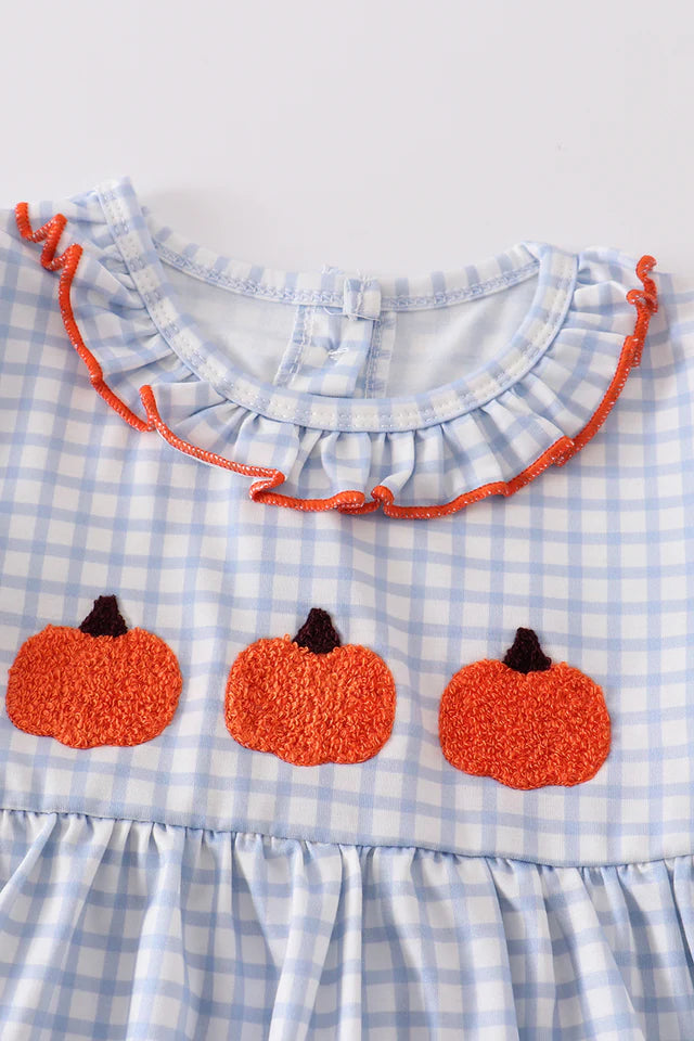 Spooktacular Pumpkin Smocked Toddler Dress in Gingham