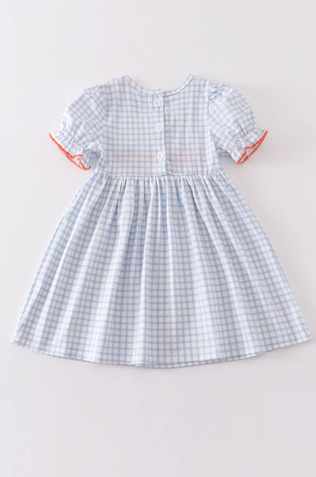 Spooktacular Pumpkin Smocked Toddler Dress in Gingham