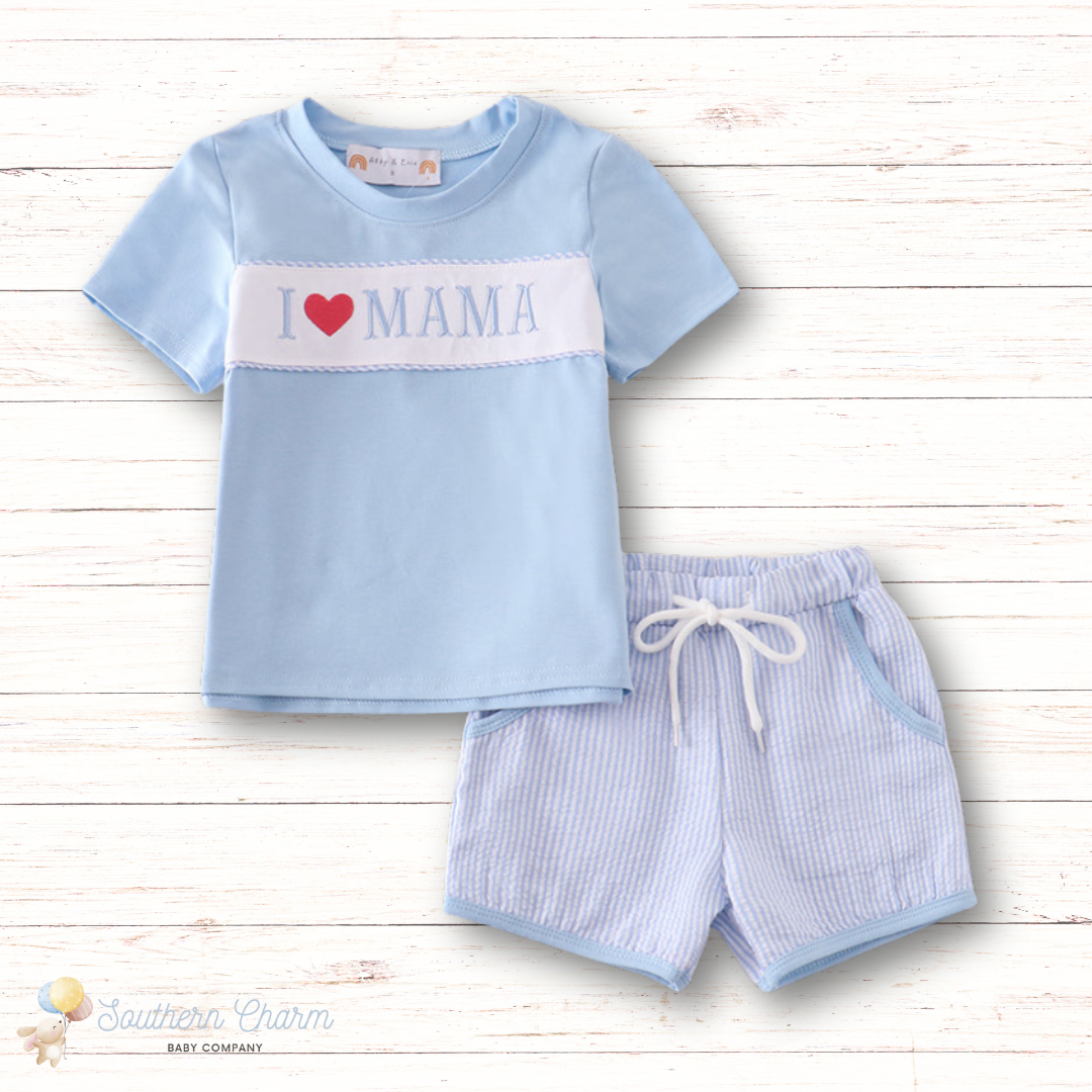 I love Mama Boys Embroidered 2pc Set