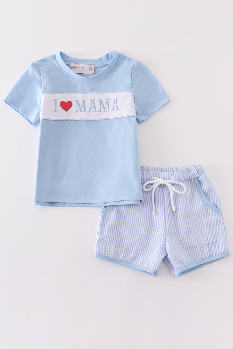 I love Mama Boys Embroidered 2pc Set