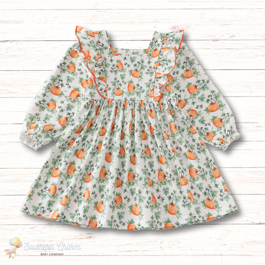 Floral Pumpkin Ruffle Dress