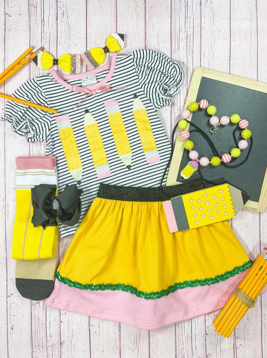 Pencil Life Stripes & Tiered Skirt Set