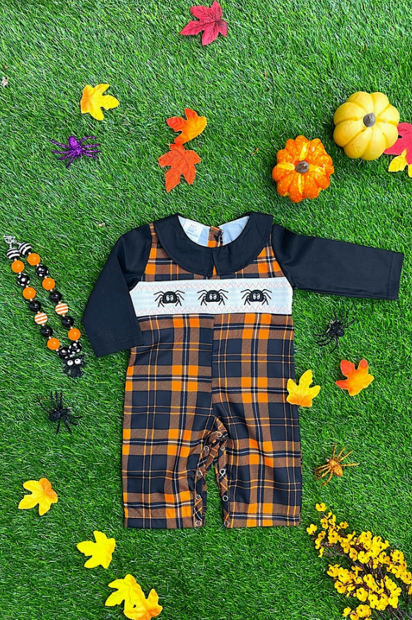 Embroidered Spider Halloween Baby Romper