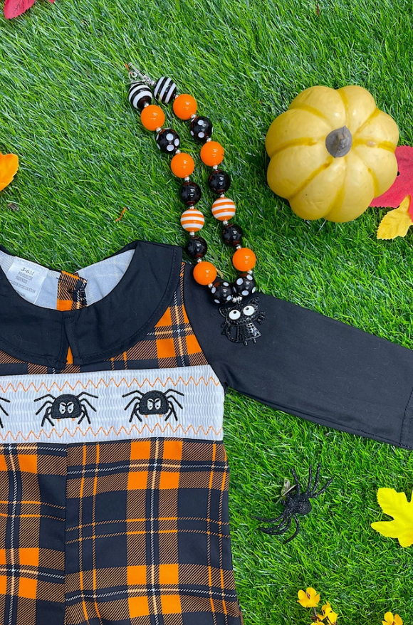 Embroidered Spider Halloween Baby Romper