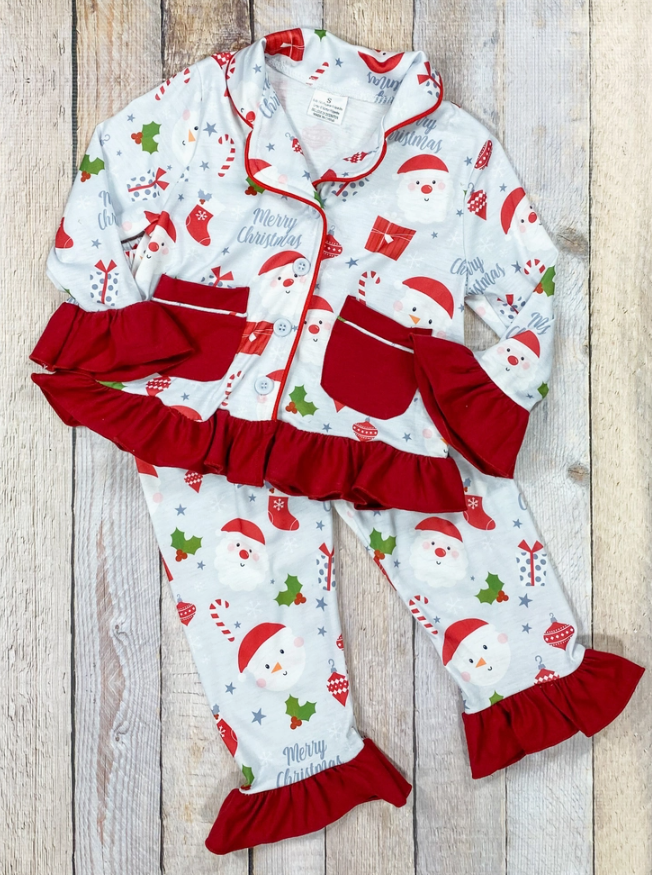 Jolly Snowman Christmas Pajama 2pc Set for Girls