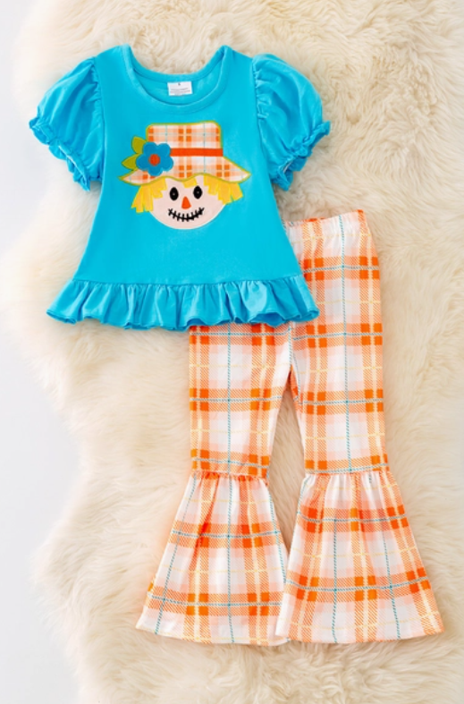 Autumn Scarecrow 2pc Toddler Girls Set Flare Pants