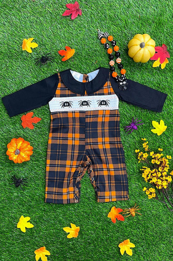 Embroidered Spider Halloween Baby Romper