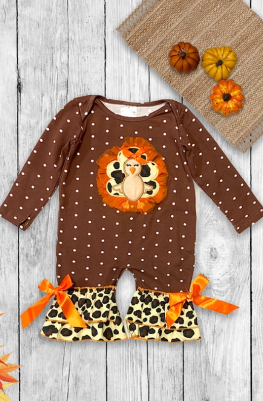 Thanksgiving Baby Romper Turkey Applique